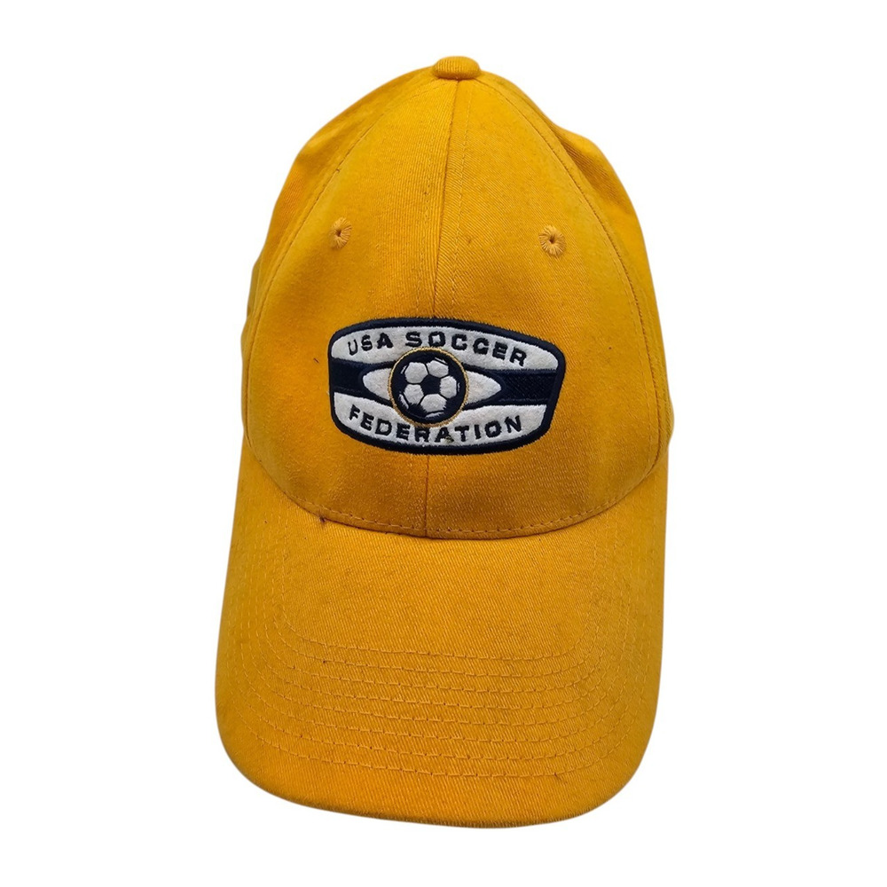 USA Soccer Federation Yellow Gold Hat Ball Cap Size M/L Embroidered